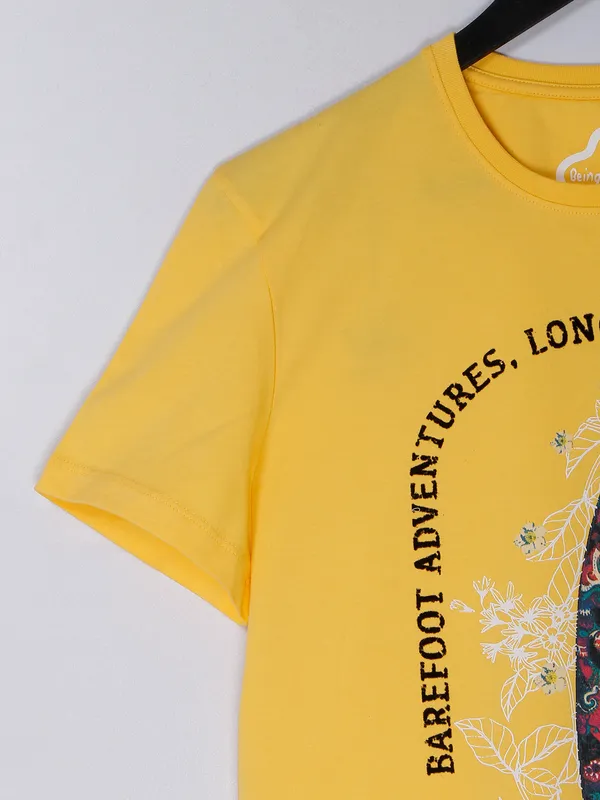 Being Human men cotton yellow t shirt