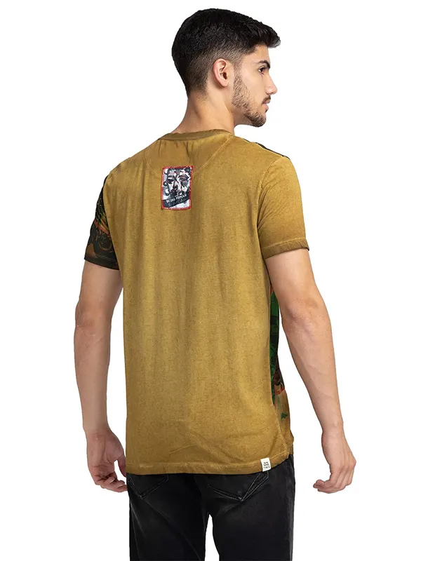 Being Human mustard yellow printed t shirt