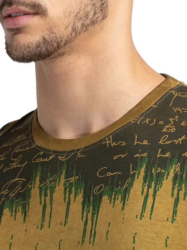 Being Human mustard yellow printed t shirt