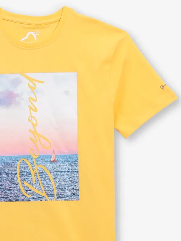 BEING HUMAN mustard yellow printed t-shirt