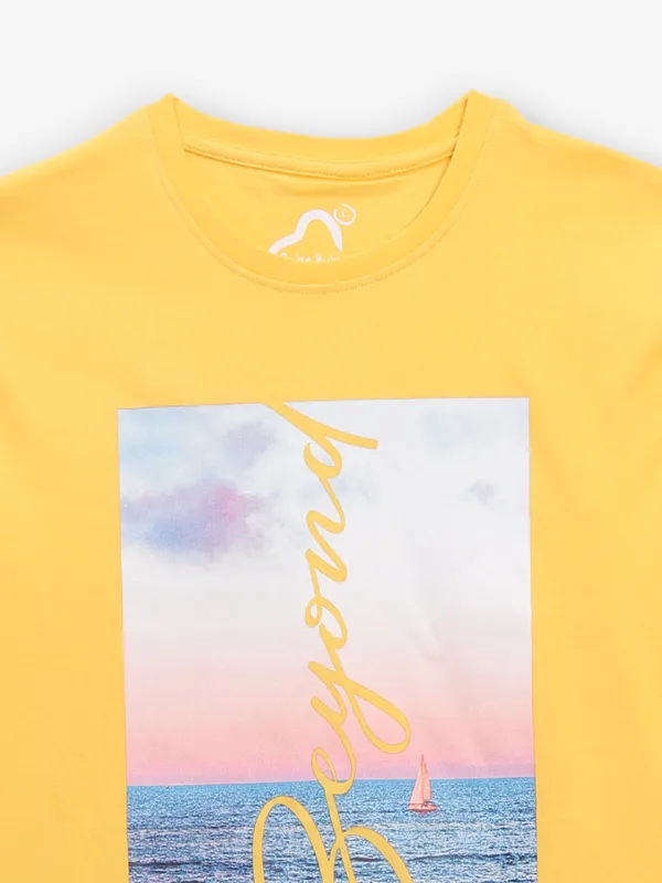 BEING HUMAN mustard yellow printed t-shirt