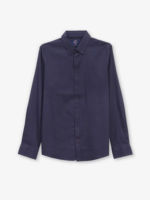 BEING HUMAN navy blue textured shirt