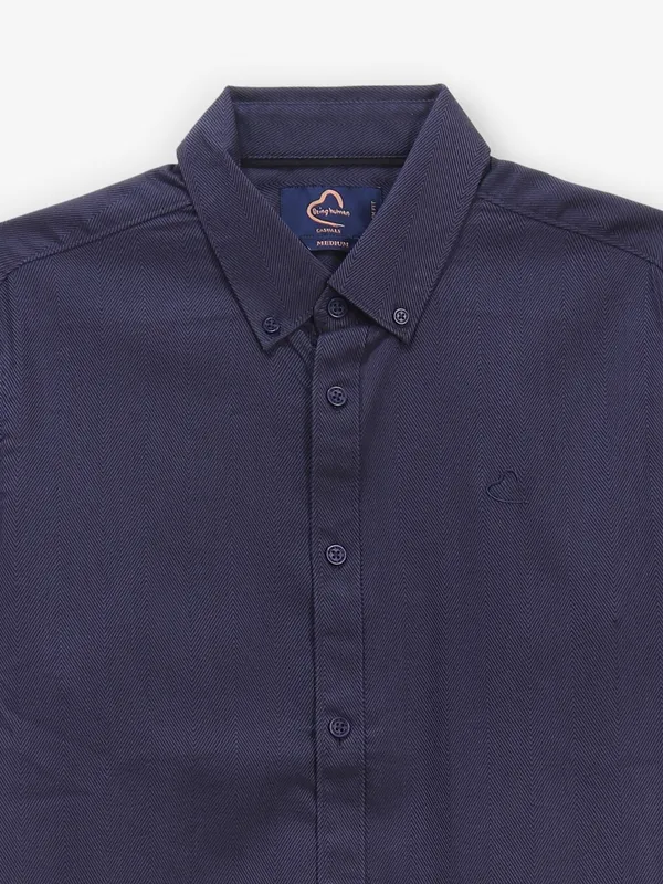 BEING HUMAN navy blue textured shirt