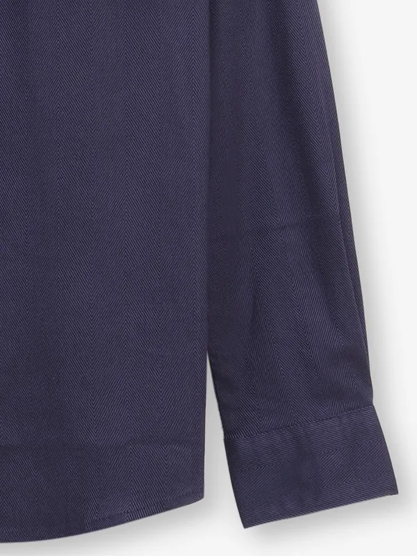 BEING HUMAN navy blue textured shirt