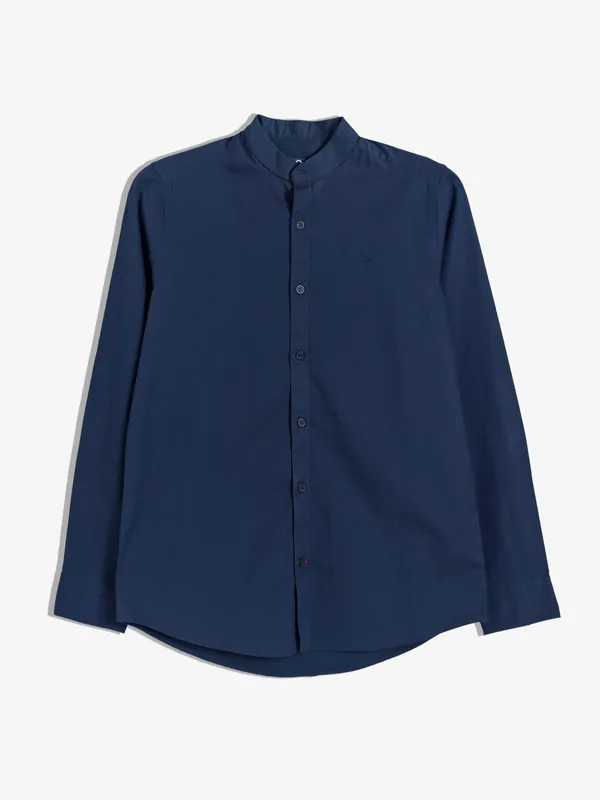 Being Human navy cotton plain shirt