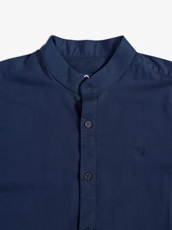 Being Human navy cotton plain shirt