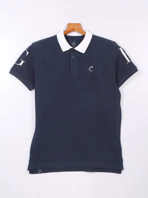 Being Human navy cotton polo t shirt