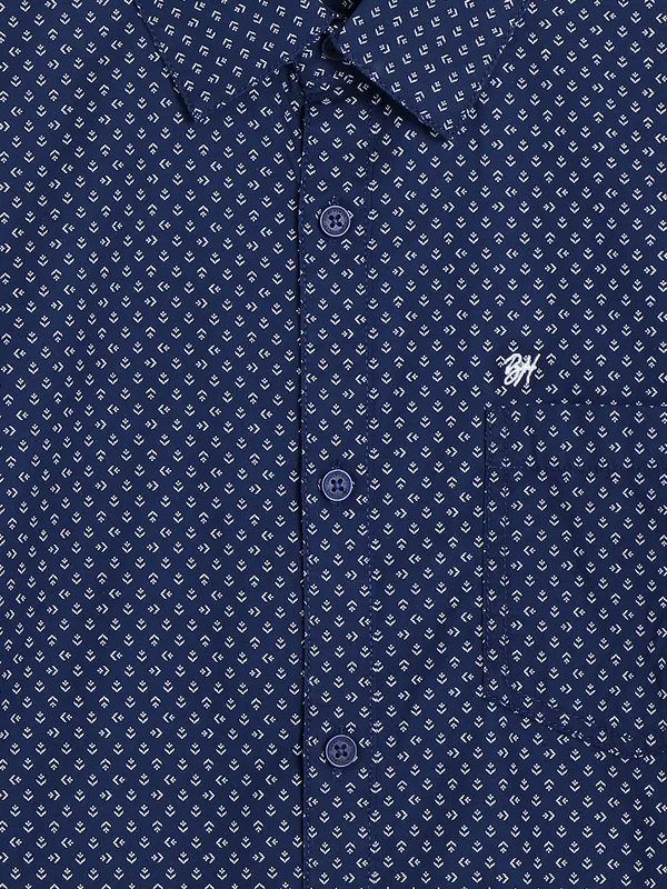 BEING HUMAN navy cotton printed shirt