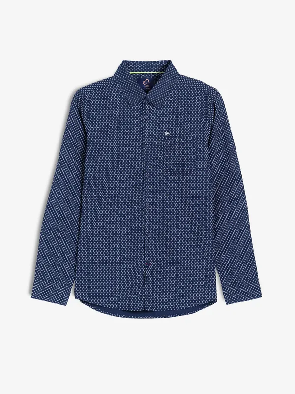 BEING HUMAN navy cotton printed shirt
