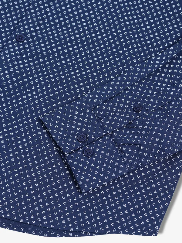 BEING HUMAN navy cotton printed shirt
