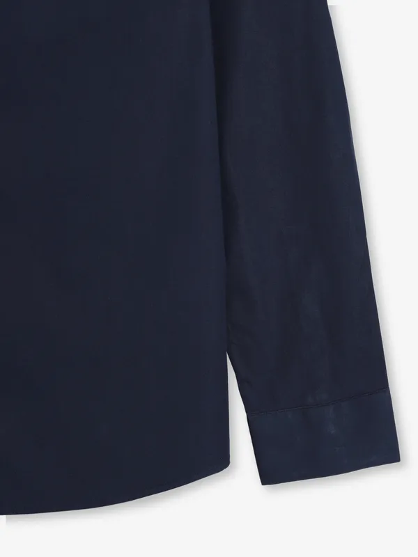 BEING HUMAN navy plain cotton shirt