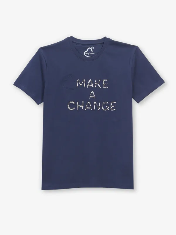 BEING HUMAN navy printed mens t-shirt