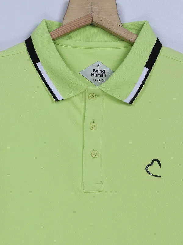 Being Human neon green plain cotton t shirt
