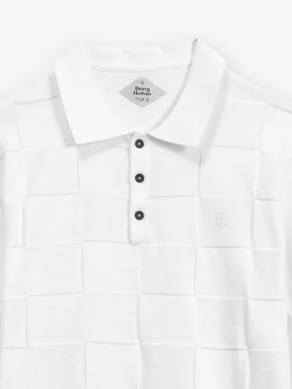 BEING HUMAN off-white texture polo t-shirt