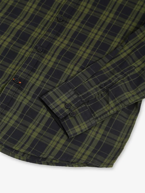 Being Human olive and black checks shirt