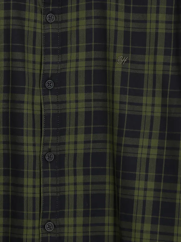 Being Human olive and black checks shirt