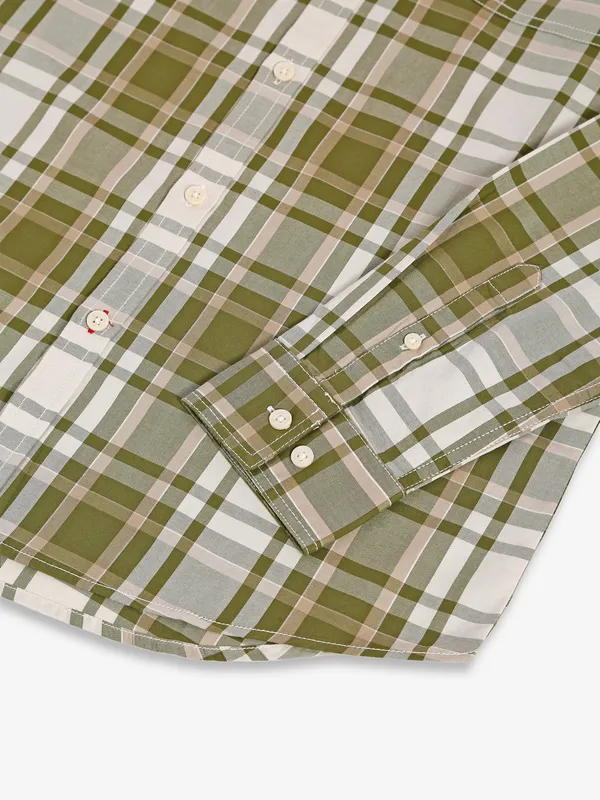 Being Human olive checks slim fit shirt
