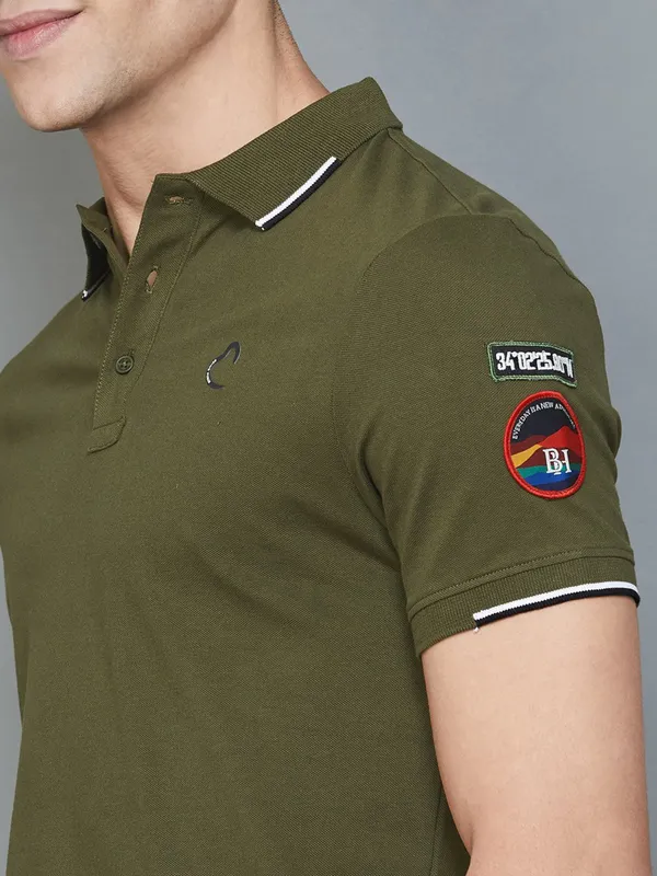 Being Human olive cotton polo t shirt