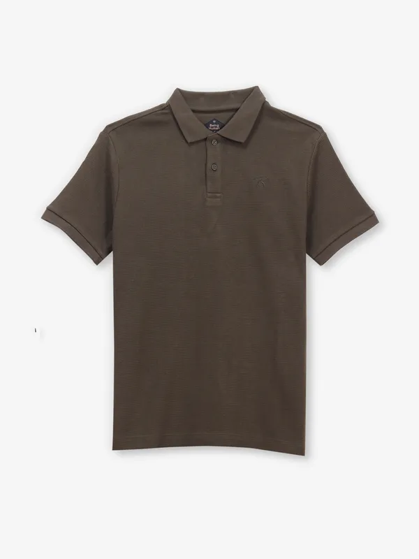 BEING HUMAN olive plain cotton t-shirt