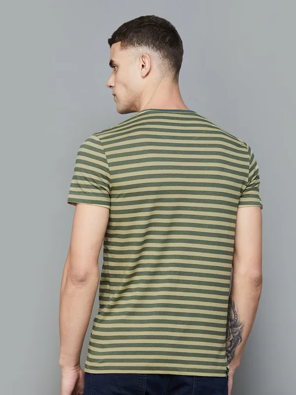 Being Human olive printed and stripe t shirt
