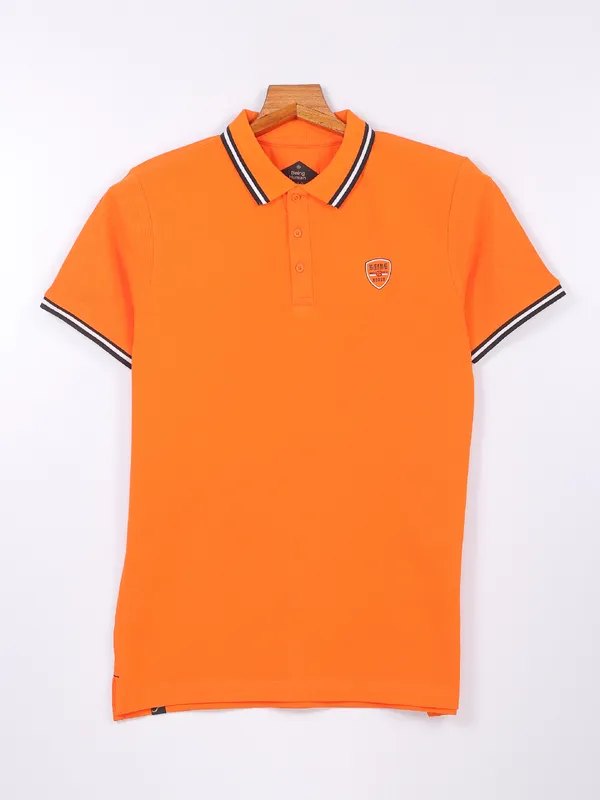 Being Human orange cotton plain polo t shirt