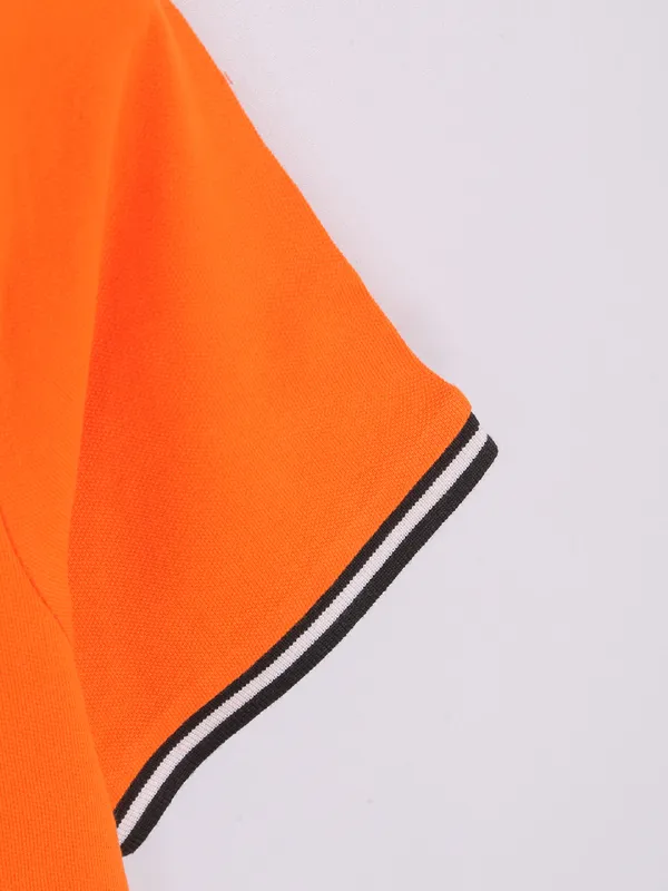 Being Human orange cotton plain polo t shirt