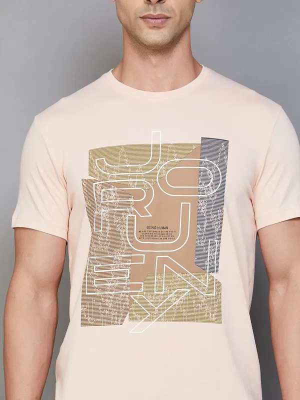 Being Human peach cotton printed t shirt
