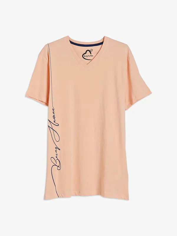 Being Human peach half sleeves t shirt