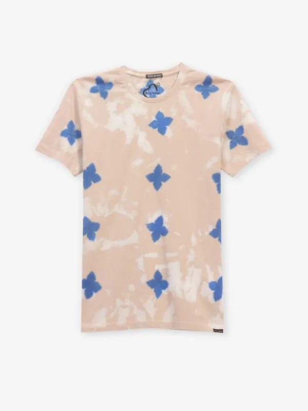 BEING HUMAN Peach printed cotton t-shirt