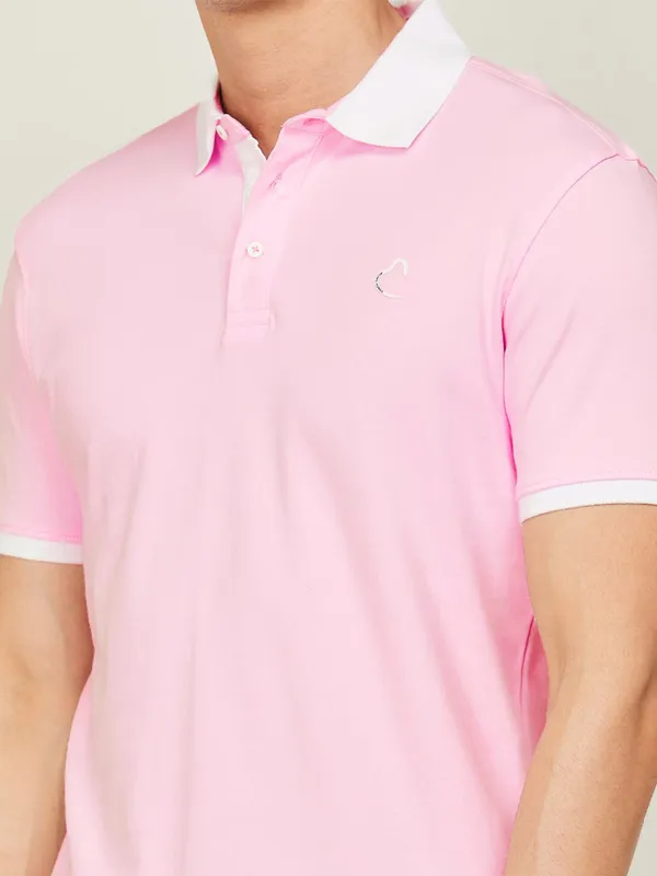 Being Human pink cotton casual t shirt in plain