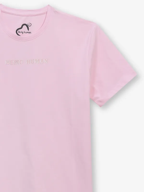 BEING HUMAN pink cotton mens t-shirt