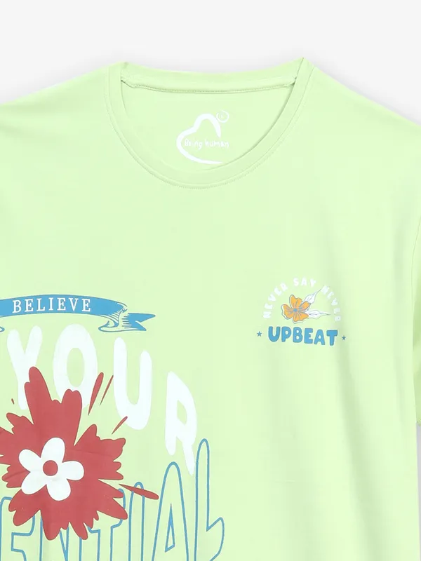 BEING HUMAN pista green casual cotton t-shirt