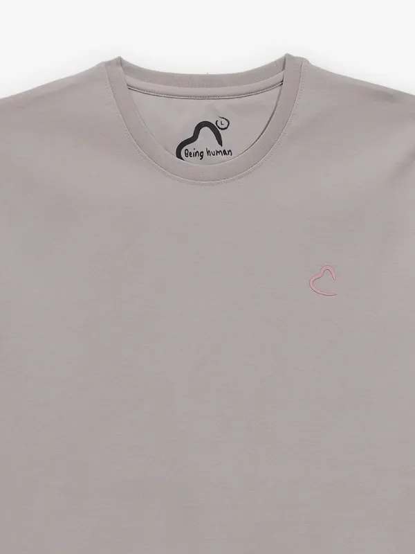 BEING HUMAN plain beige cotton t-shirt for men