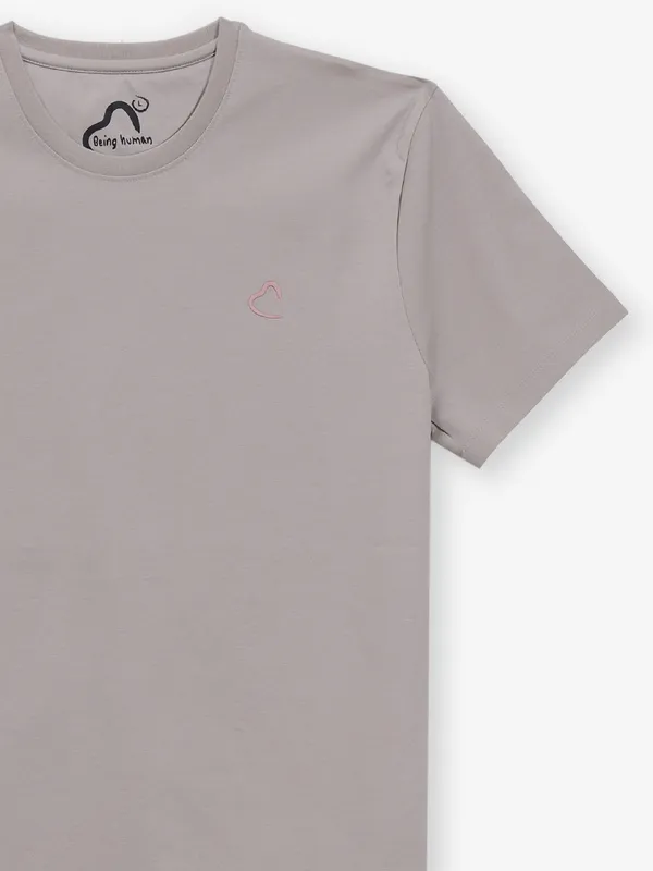 BEING HUMAN plain beige cotton t-shirt for men
