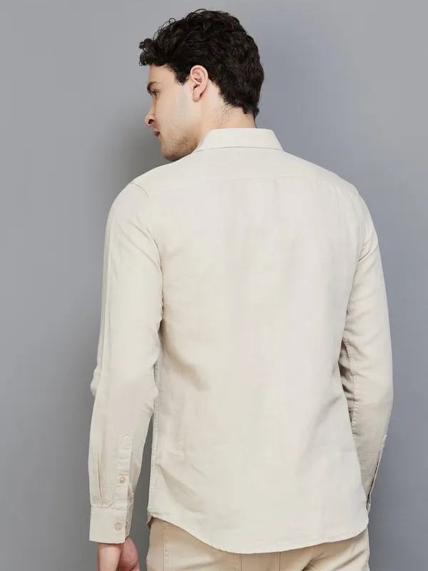 Being Human plain beige linen shirt