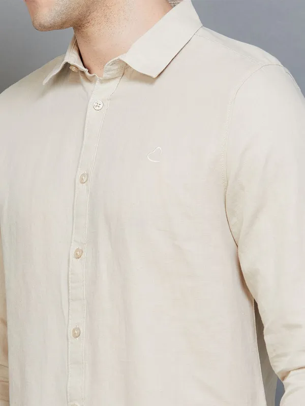 Being Human plain beige linen shirt
