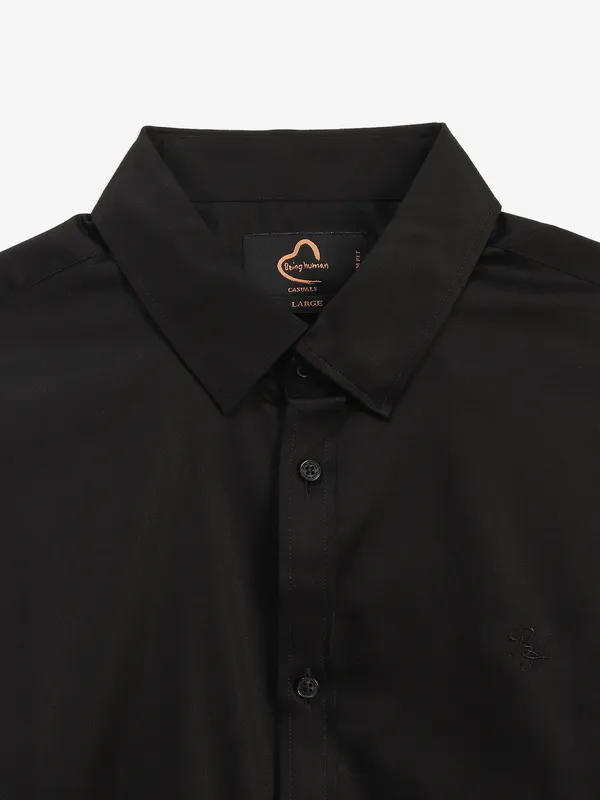 BEING HUMAN plain black cotton shirt
