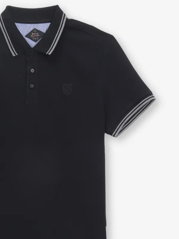 BEING HUMAN plain black cotton t-shirt