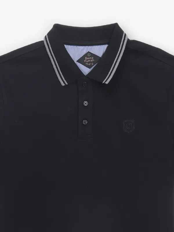 BEING HUMAN plain black cotton t-shirt