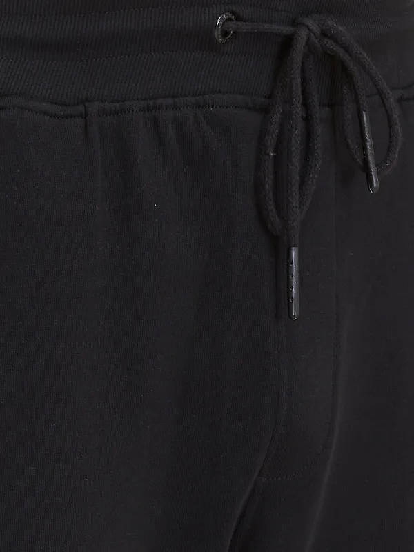 BEING HUMAN plain black cotton track pant