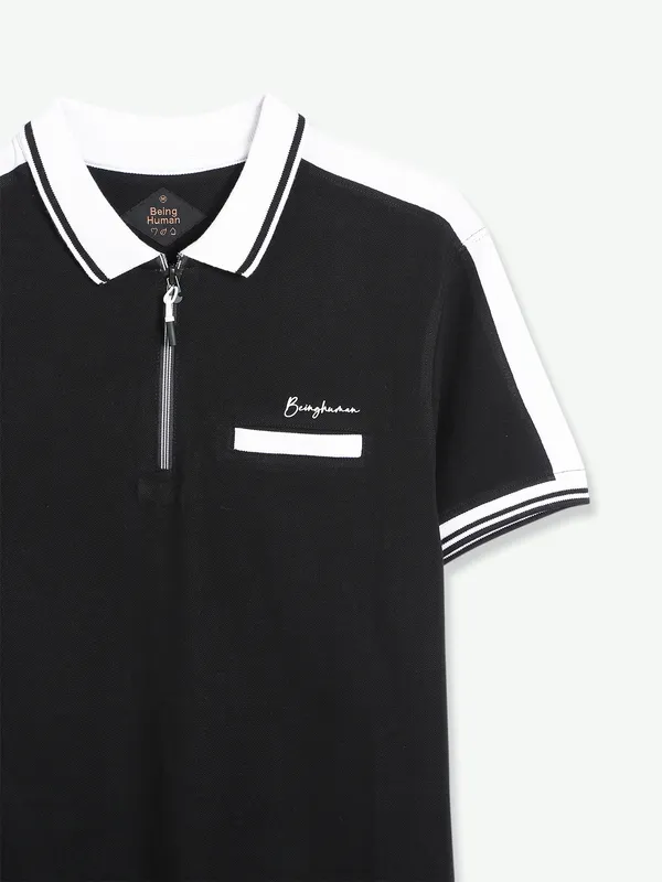 Being Human plain black polo t shirt