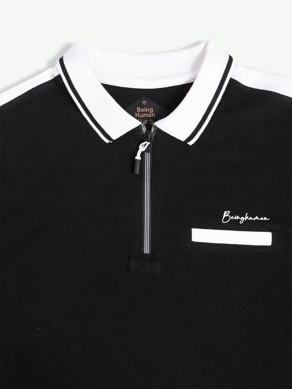 Being Human plain black polo t shirt