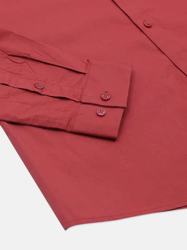 Being Human plain brick red cotton casual shirt