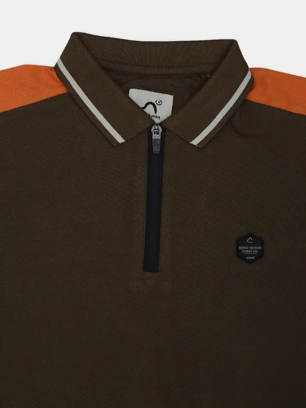 Being Human plain brown t shirt in cotton