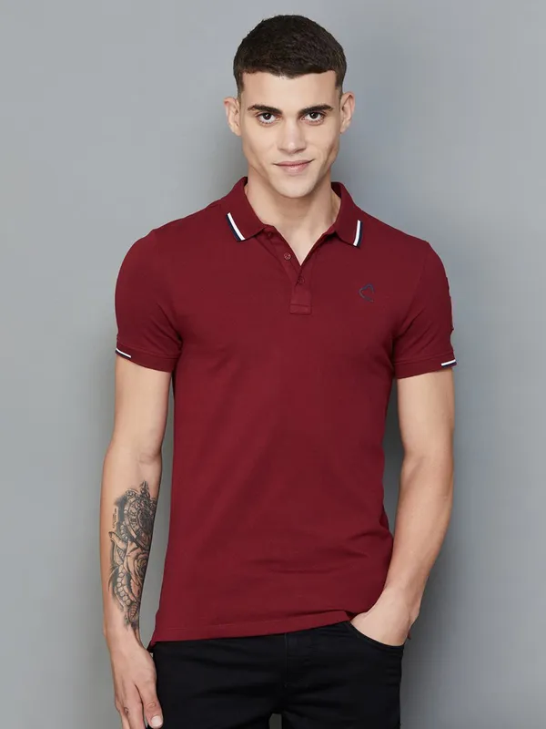 Being Human plain maroon cotton t shirt
