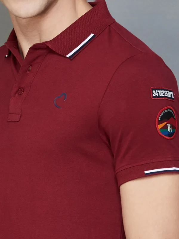 Being Human plain maroon cotton t shirt