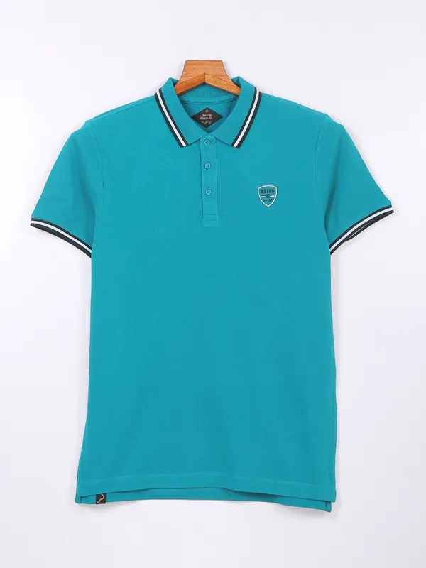 Being Human plain rama blue cotton t shirt