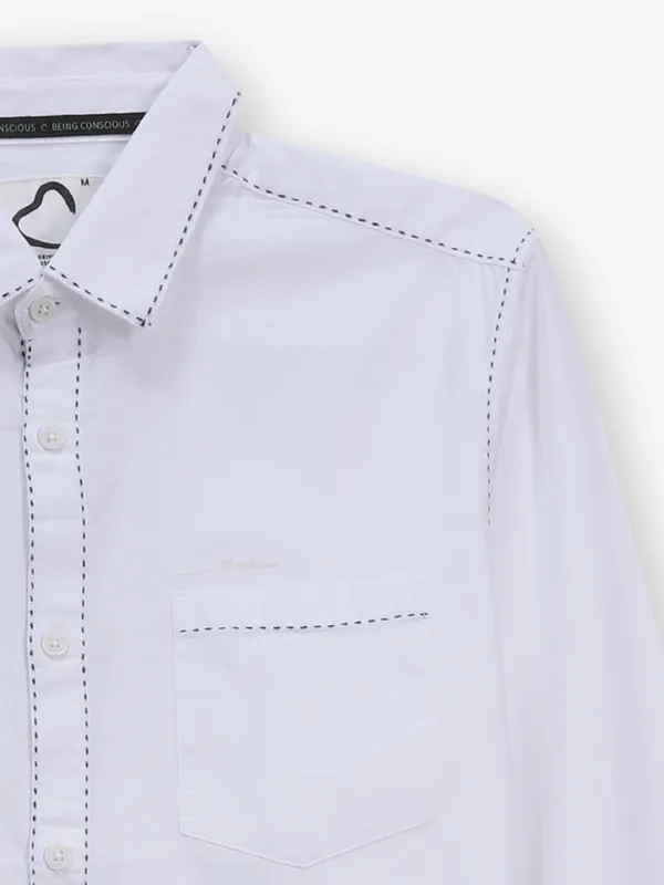 BEING HUMAN plain white cotton shirt