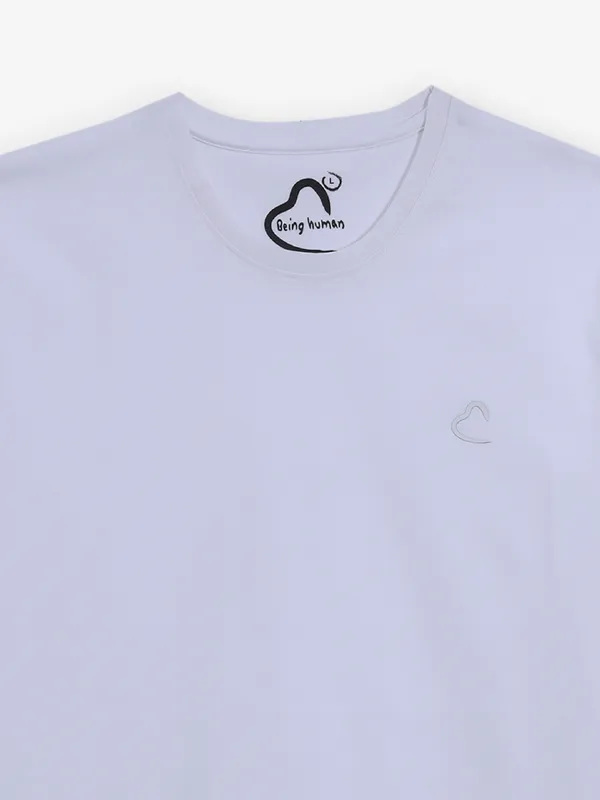BEING HUMAN plain white cotton t-shirt for men