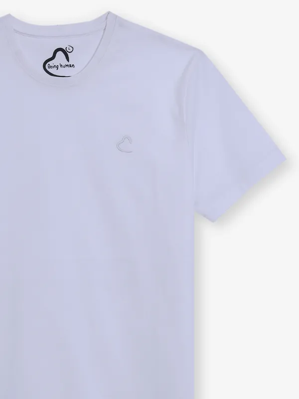 BEING HUMAN plain white cotton t-shirt for men